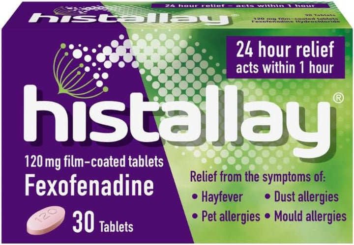 Hayfever & Allergy Relief Tablets, 30 Tablets, 120Mg Fexofenadine, Antihistamine 24Hr Relief, Acts within 1Hr, Relieves Hayfever, Pet, Dust and Mould Allergies