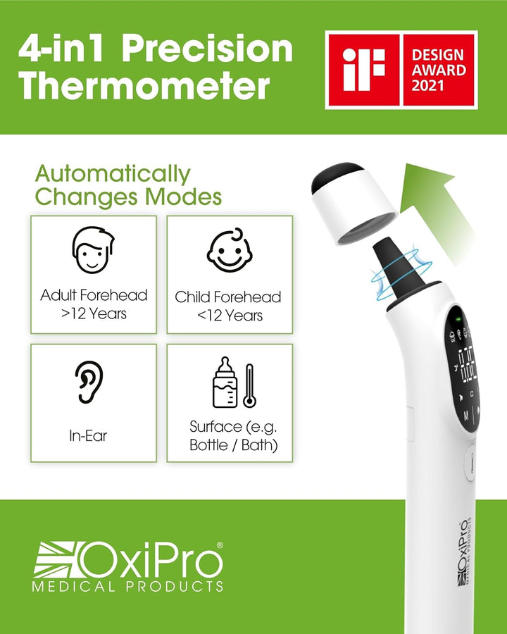 TH2 Thermometer - NHS Supplier - German Sensor - IF Award Winner - CE Approved - In-Ear, Forehead, Non-Touch & Baby Modes - Infrared Thermometer for Newborn, Baby, Kids, Children & Adults