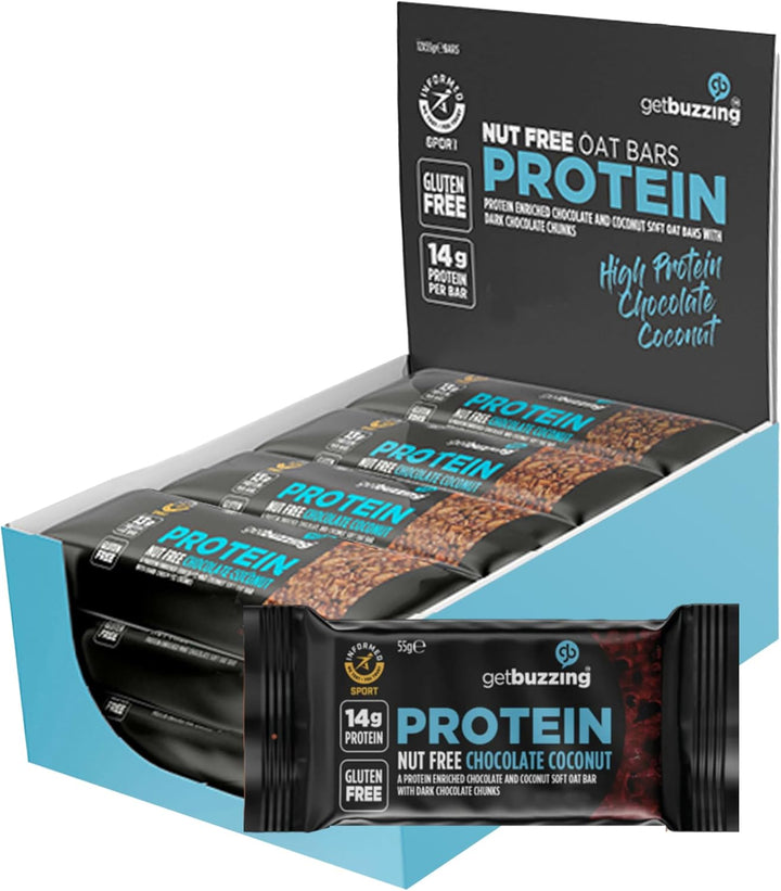 High Protein Nut Free Flapjack- Chocolate Fudge 55G - Healthy Snack Bars - Gym, Running, Cycling - Pure Protein Made in the UK - Pack of 12 Bars