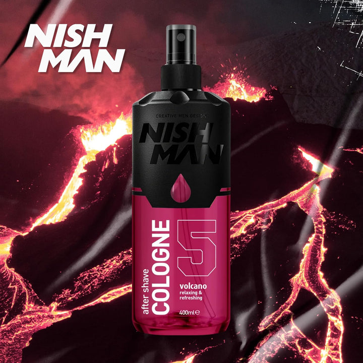 Aftershave Cologne 05 - Volcano 400Ml – Refreshing after Shaving Spray Lotion for Men - Scent of Creamy Heliotrope Flower & Oriental Hibiscus - Mens after Shave Cologne