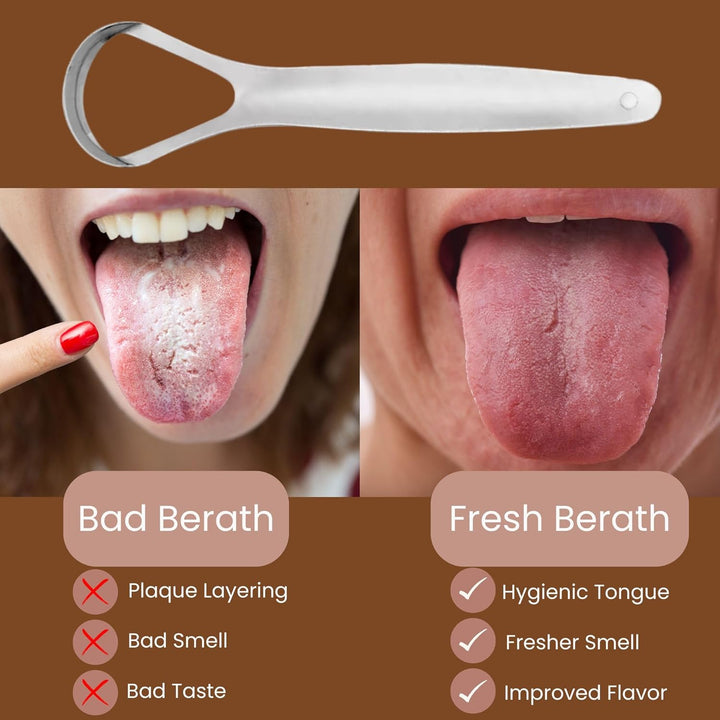 Miswak Stick Oral Care Kit – 2 Miswak with 2 Holders & 1 Stainless Steel Tongue Scraper | Tongue Cleaner for Adults | Eco-Friendly Fresh Breath Support