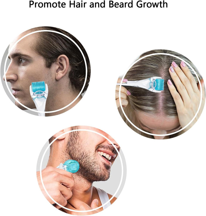 Derma Roller 0.5Mm, 200 Real Individual Needles, Microneedling Roller for Hair Beard Growth, Titanium Micro Needling Roller for Face Body Scalp Men and Women