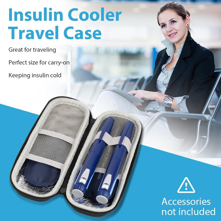 Insulin Cooler Travel Case with 2 Ice Packs - Portable Medicine Cooler for Diabetic Supplies, Insulin Pen Storage and Small Travel Pack