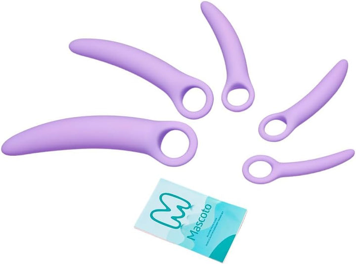 Pelvic Floor Trainer Set by Moscoto®, 5-Piece Set for Beginners to Advanced, Soft Silicone Muscle Dilators, Complete with Cotton Travel Pouch