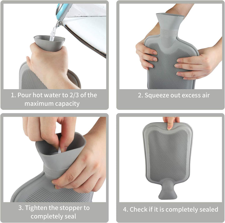 Hot Water Bottle with Cover - 1.8L Soft Fluff Hot Water Bottle, Comfortable, Safety, Heat Retention Good Performance, Warm in Winter, Suitable for Children, Baby, Adult, the Best Winter Gifts