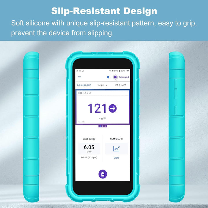 Silicone Case for Omnipod 5, Lightweight Shockproof anti Slip Protective Cover Soft Gel Skin with Raised Bezel for Omnipod 5 Device, (Mint Green)