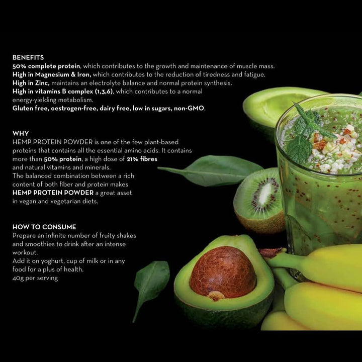 ® Organic Hemp Protein Powder 1Kg Vegan, High in Protein, Fibre, Omega 3 & Omega 6, Amino Acids, Vitamins and Minerals, Certified Kosher + Free Bonus Recipes