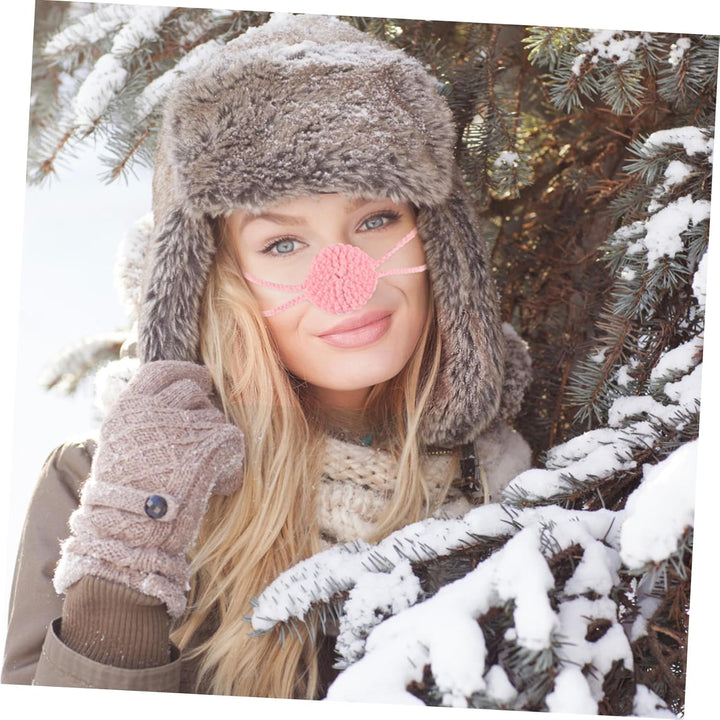 Soft Knit Nose Warmer Mask for Women and Boys and Girls Warm Crochet Nose Cover Shield for Winter Outdoor Activities and Skiing Cold Weather Protection in Pink