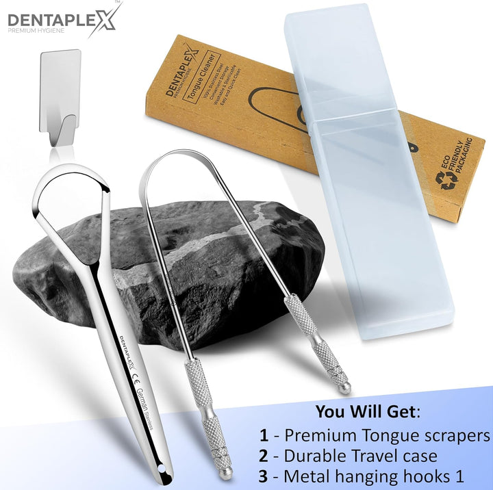 Tongue Scraper Metal Stainless Steel Tongue Scrapers for Adults Restore Fresh Breath Improve Taste and Oral Health with Our Tongue Cleaners Suitable for Men & Women Personal Hygiene - Tongue Scraper 2