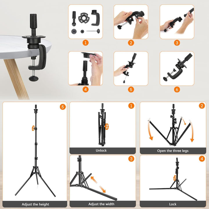 63In Wig Stand Tripod with 22In Head, Canvas Wig Head Stand with Mannequin Head for Wigs Manikin Head Block Set for Wigs Making Display,Beige