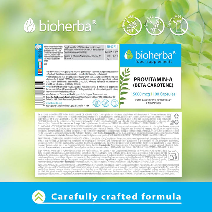 Beta-Carotene 15,000 Mcg – 100 Capsules | High-Potency Provitamin a Supplement for Skin, Vision and Immune Support by