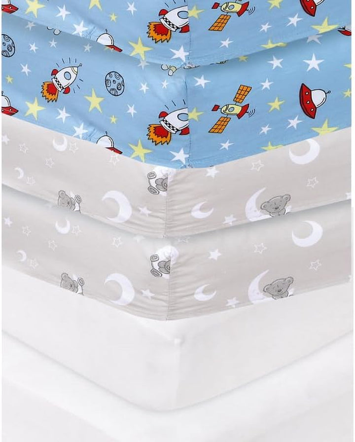 2 X Cot Bed Fitted Sheets, 60 X 120 Cm Easy Care Fine Quality Breathable Polycotton Cot Sheet (Sleeping Teddy-60 X 120Cm)