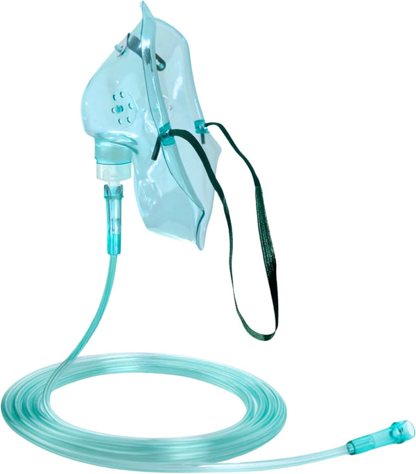 Oxygen Mask with 2.1M Long Tubing, Boosts Oxygen & Enhances Oxygen Therapy, Comfortable Fit, Adjustable Strap & Soft PVC Material. Oxygen Mask for Home Use, (Adult Size)