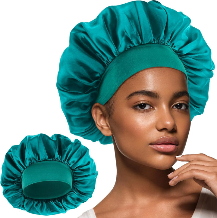 Silk Bonnet for Men, Satin Bonnet Single Layer Elastic Band Silk Sleep Cap Black Soft Adjustable Hair Cap Hair Wrap Large Bonnets for Women Sleeping