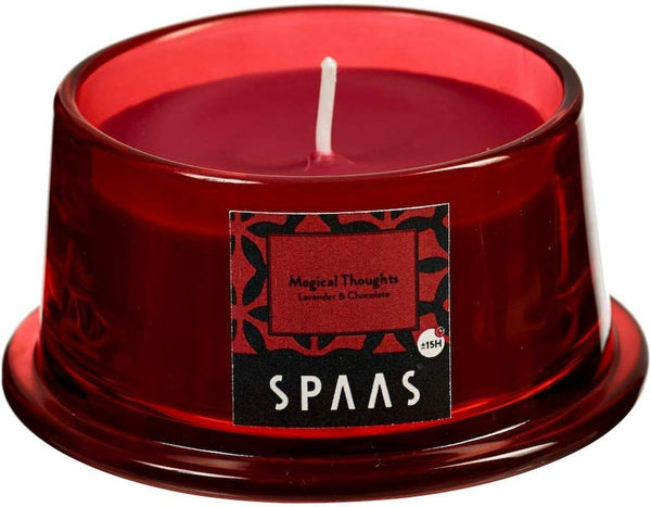 Scented Candle in Low Glass, ± 15 Hours, Magical Thoughts, Wine Red