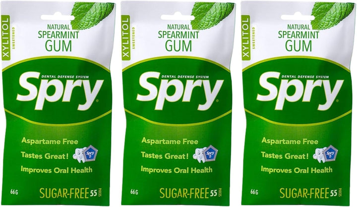 Fresh Natural Xylitol Chewing Gum Dental Defense System - Aspartame-Free, Sugar-Free, Non-Gmo, Gluten-Free (Spearmint, 100 Count - Pack of 1)