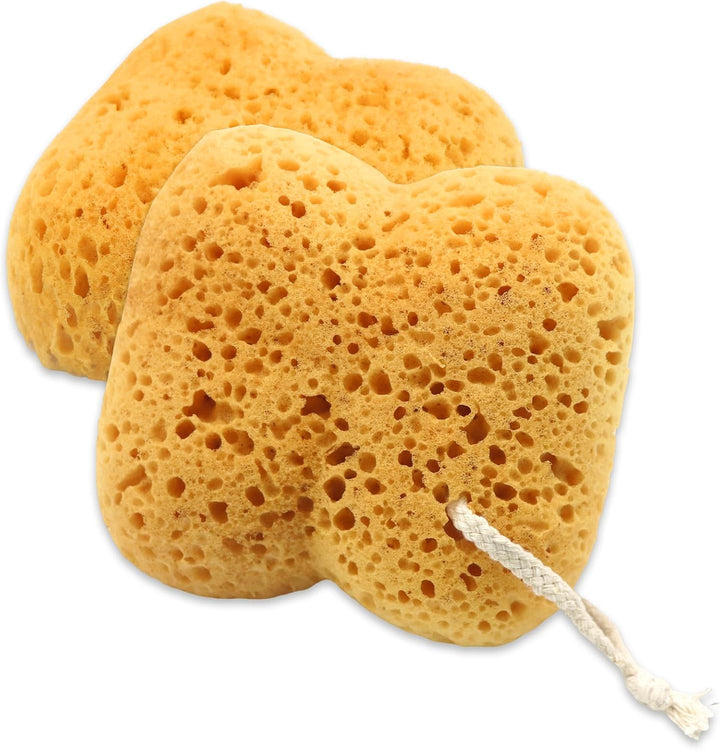 2Pcs Natural Sea Sponge,Larger Shower Sponges for Women Men, Exfoliating Body Sponge Dense Foam for Gentle & Deep Cleansing, Ultra-Soft for Sensitive Dry Skin