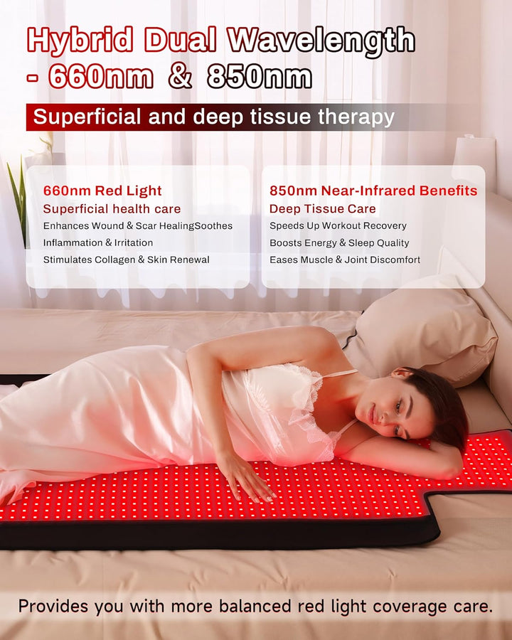 73"X33" Medical-Grade TPU Red Light Therapy Mat for Full Body Pain Relief, 73"X33" Dual Wavelength Infrared Red Light Blanket with 1370 Leds for Home Use