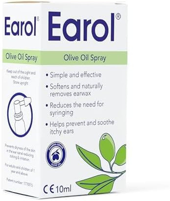 Olive Oil Ear Wax Removal Spray, Clinically Proven, Reduces Need for Syringing, Metered Dose, 2 Pack of 10Ml Oil Spray Bottle