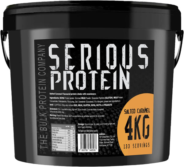 SERIOUS Protein – Protein Powder – 4Kg – Low Carb – Supports Lean Muscle Growth – Recovery Supplement -  - 133 Servings (Salted Caramel)