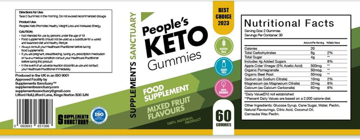 Peoples Keto 60 Mixed Flavour Gummies, Great Taste and Low Sugar