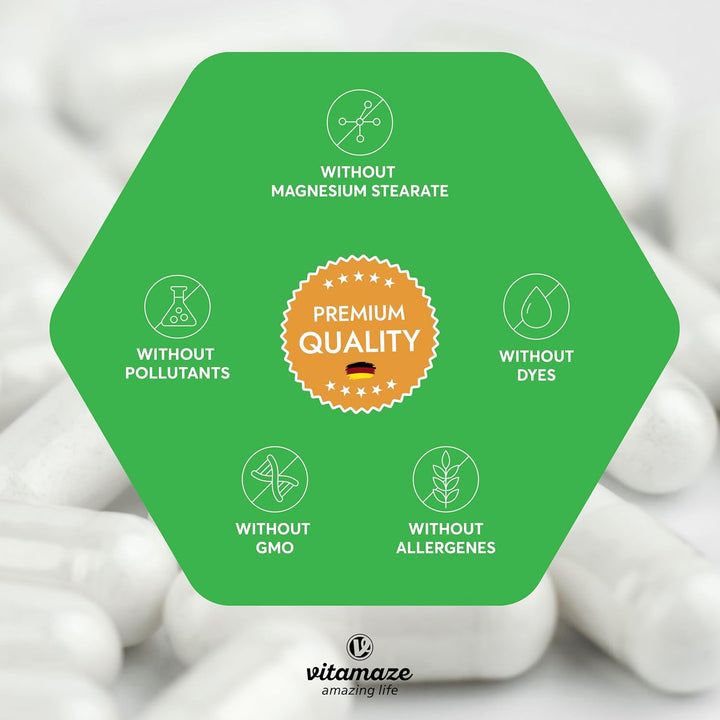 L-Arginine High Strength 4500 Mg per Daily Dosage - 360 Capsules of 750 Mg - Sport Performance Booster - Natural Supplement of Pure L Arginine without Additives, German Quality- Vitamaze