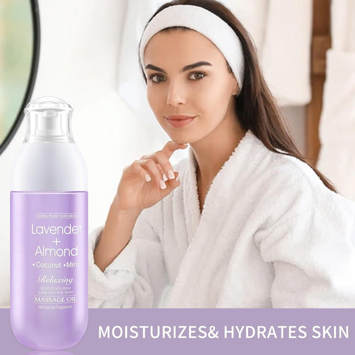 Massage Oil for Warming, Relaxing Massage Oil Lavender Almond Peppermint and Coconut Massage Oils for Massage Moisturizing Body Oil for Men and Women 5.1 Fl.Oz