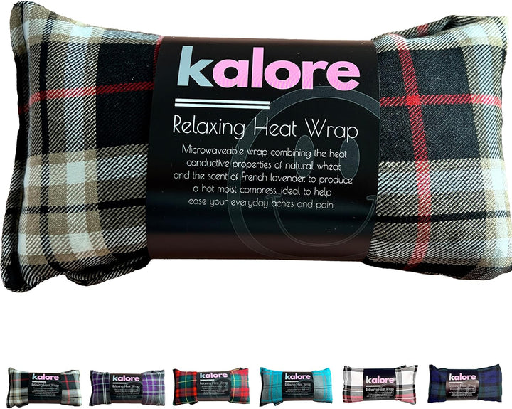 Wheat Bags Microwavable Neck and Shoulder Wrap - Relaxing Lavender Heat Bags Microwavable for Comfort - Tartan Cotton Fabric with UK Wheat Heat Bags Microwavable Compress by  - Purple