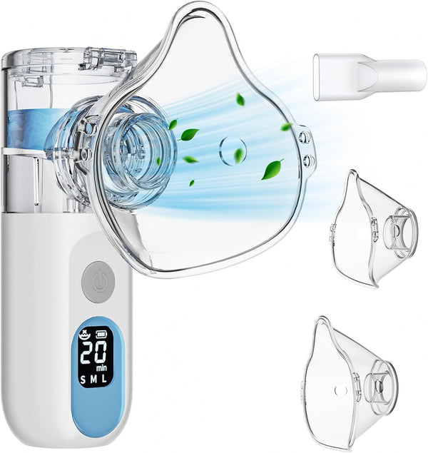 Nebuliser Machine for Adults - Handheld Mesh Nebulizer Machine for Adults & Kids, USB-C Rechargeable Self-Cleaning & Advanced Digital Display Nebulizer with Adjustable Mist for Home and Travel Use