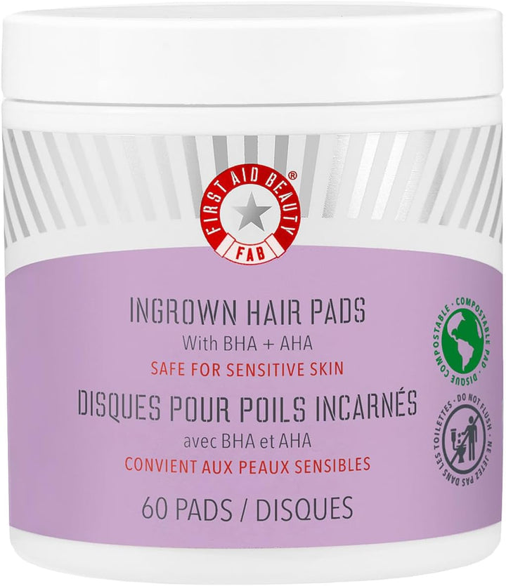 Ingrown Hair Pads with BHA & AHA – Daily Treatment Relieves Razor Burn, Prevents Ingrown Hairs and Soothes Irritation – 28 Pads