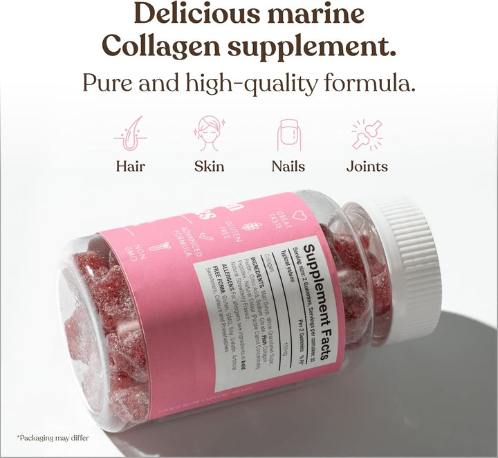 Collagen Gummies by  | High Strength Marine Collagen Supplement | Advanced Superior Type 1 Hydrolysed Collagen Peptides | Triple Strength Pure Formulation Supplement | 60 Gummies
