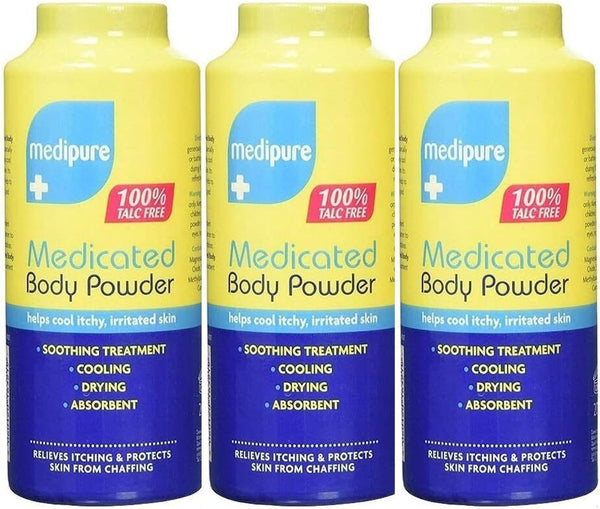 Medipure Medicated Body Powder 100% Talc Free Cooling Powder 200G Soothing Treatment Powders Pack of 3