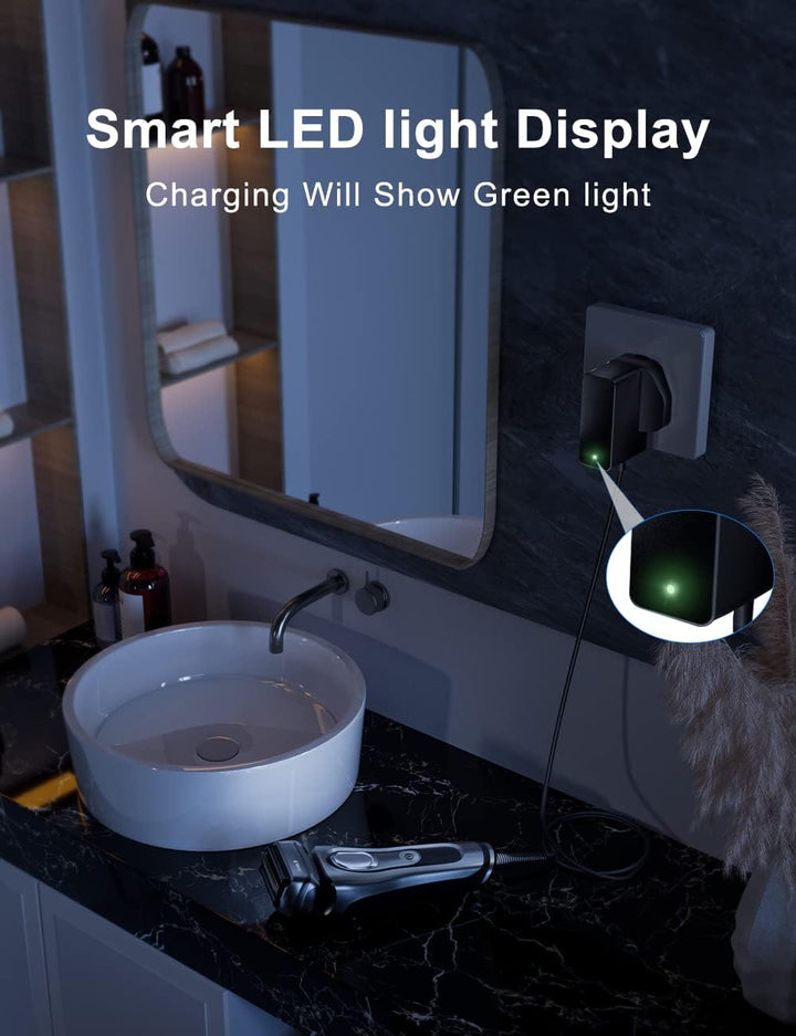 12V Shaver Charger Compatible with Braun Series 1, 3, 5, 7, 9 Trimmer Beard 3 Pin Chargers Power Lead 5544, 5409, 7220, 5377, Epilatpower or Silk-Epil 9, 7, 5, Razor (Not Fit for All-In-One Trimmer)