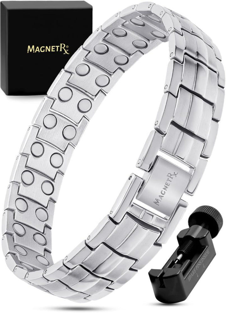 ® Magnetic Bracelets for Men - Ellipsemax 5X Strength 5,000 Gauss Magnets - Designed in USA & Patent Approved - Premium Titanium Mens Magnetic Bracelet & Adjustable Length (Gunmetal)