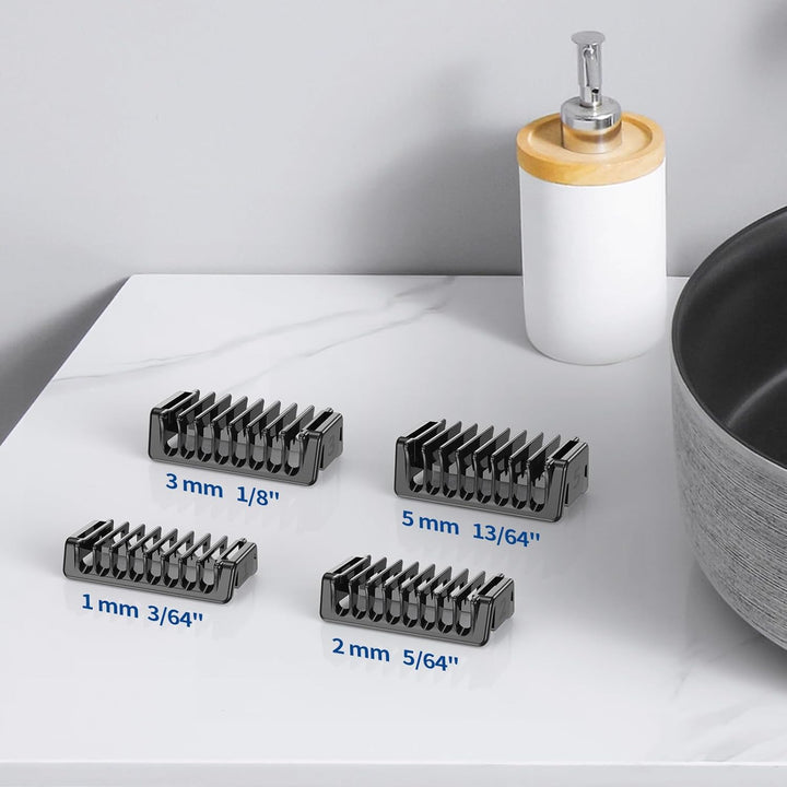 Double-Sided Attachments Compatible with O Blade & Oblade Pro QP2724 QP2520 QP2530 QP2620 QP2630 Trimmer, 4 Combs of 1, 2, 3 and 5 Mm, Maintain Your Perfect Stubble Length