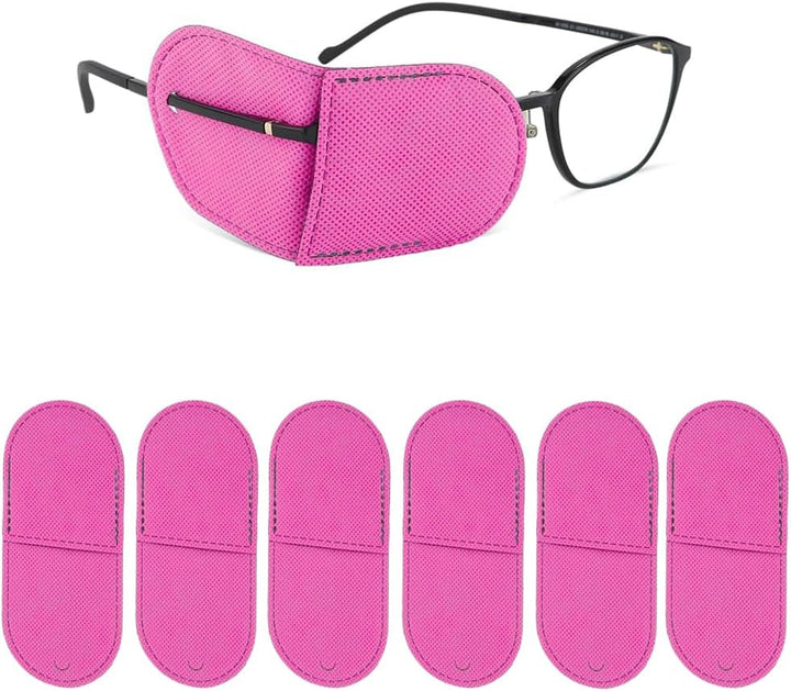 Eye Patches for Glasses - 6Pcs Non-Woven Fabric Large Size Eye Patch,Eyepatch for Glasses Treat Lazy Eye Amblyopia Strabismus for Left & Right Eyes,Professional Medical Eye Patches (Black)