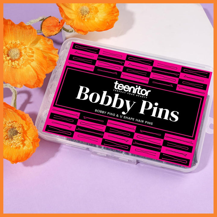 300Pcs Bobby Pins Kit - 100 Hair Pins for Women, 100 Brown, 100 Hair Bands - U Shape Pins for Buns, 2Inch, 2.36Inch, 2.75Inch