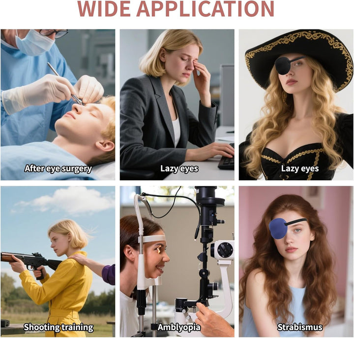 6Pcs Eye Patch, 3D Adjustable Medical Eye Patch for Adults and Kids, Amblyopia Lazy Eyes Patches for Left or Right Eyes, 6 Colors Soft Eyepatches