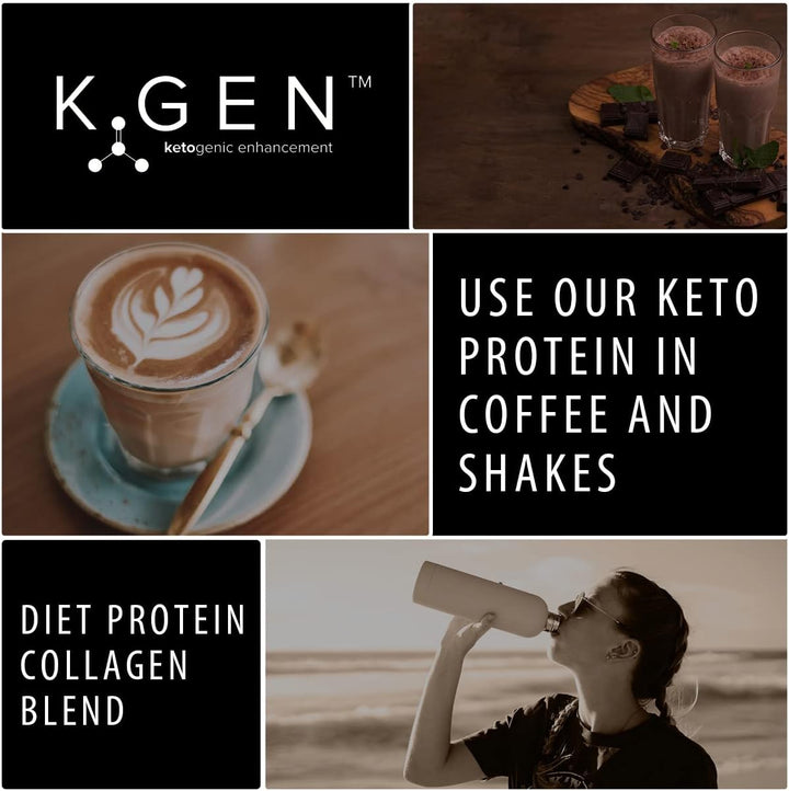 K-GEN™ Keto Collagen Protein Powder Advanced Salted Caramel Powder with Multi Collagen Blend, Coconut MCT, Vitamin C + B6 Stevia | UK Made for Keto, Paleo & Primal | Free-From: Sugar & Gluten