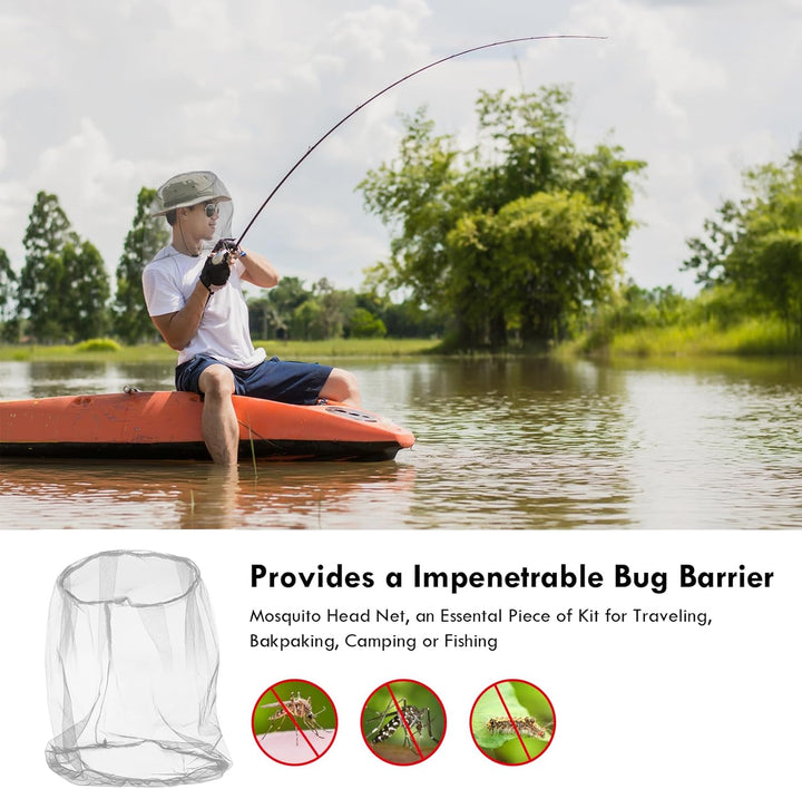 Midge Head Net, Mosquito Head Protecting Net with Storage Bag, Mosquito Head Net Face Mesh, Fine Mesh Insect Netting Cover for Outdoor, Hiking, Camping, Climbing, Walking, Fishing (Grey, 2PCS)