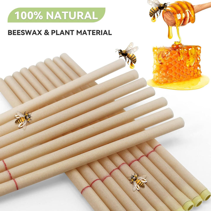 Natural Ear Candles 16 Pcs,  Beeswax Ear Wax Candles, Hopi Ear Candle with Protector Disks