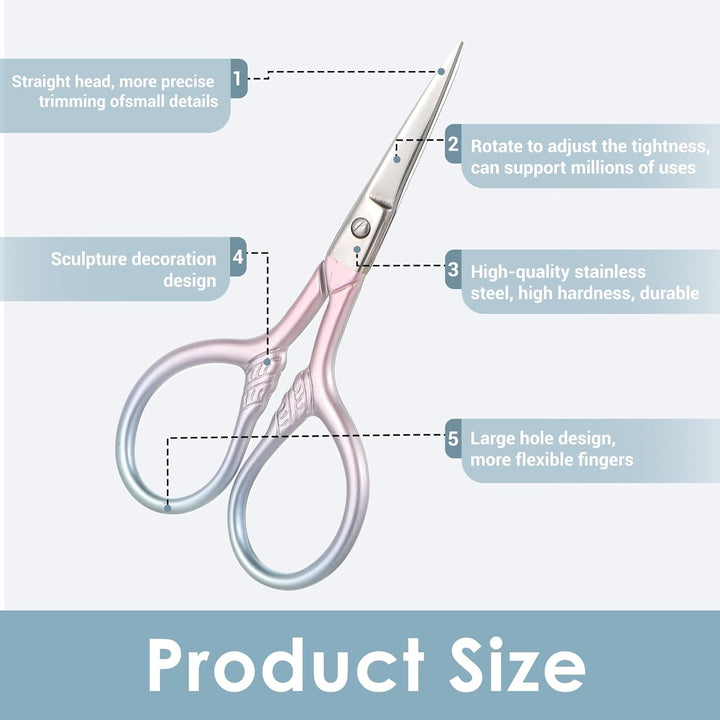 Facial Hair Small Grooming Scissors for Men Women, 3.5Inch Small Precision Scissors, Safety Scissor with PU Sheath for Facial Hair, Eyebrow, Eyelash, Beard, Moustache