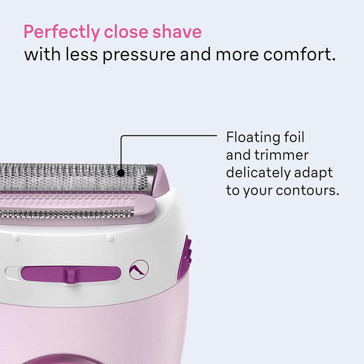 Silk-Épil Lady Shaver 5-100 2-In-1 Wireless Electric Women'S Razor and Trimmer, Pink