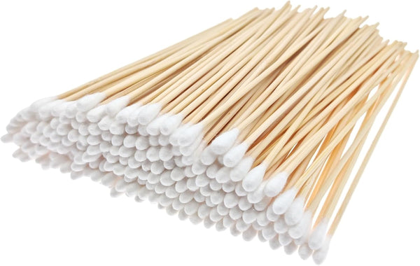 6 Inch Ear Buds, 200 Pcs Long Cotton Swabs Ear Picks with Extra Long Wooden Handle for Ear Wax Cleaning, Beauty, Jewelry, Polishing