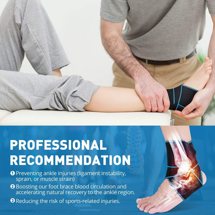 Ankle Support Brace - Adjustable Ankle Brace Wrap Strap for Sports Protect, Plantar Fasciitis, Achilles Tendonitis, Ligament Damage, Injury Recovery, One Size for Men Women 1 PC Blue