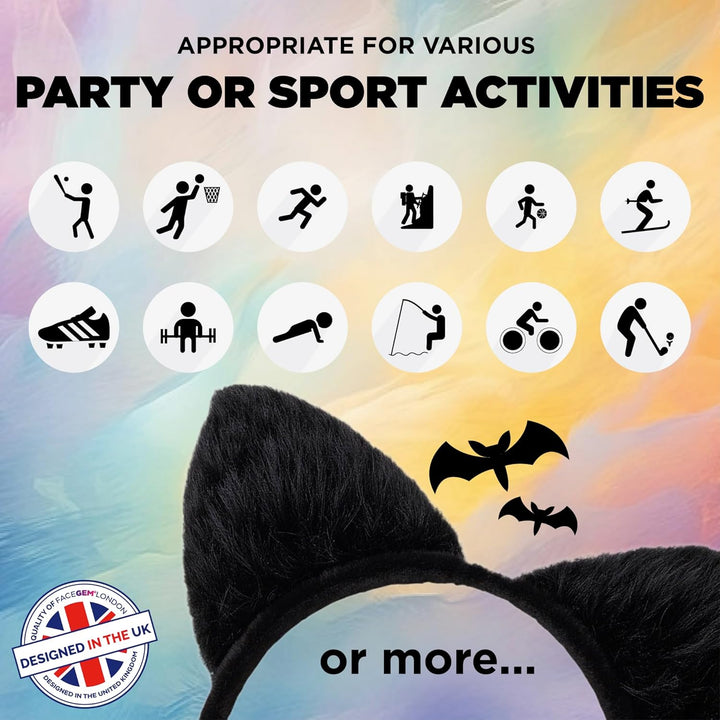 Halloween Cat Ears Headband – Halloween Black Cat Ear Headband for Cosplay, Fancy Dress, Masquerade & Party Costumes