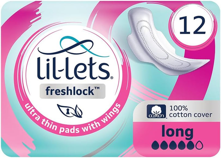 Freshlock™ Ultra Thin Period Pads - 14 Count (1 Pack), Normal Absorbency, with Wings, Unscented, 100% Cotton Cover, Regular Absorbency Sanitary Towels