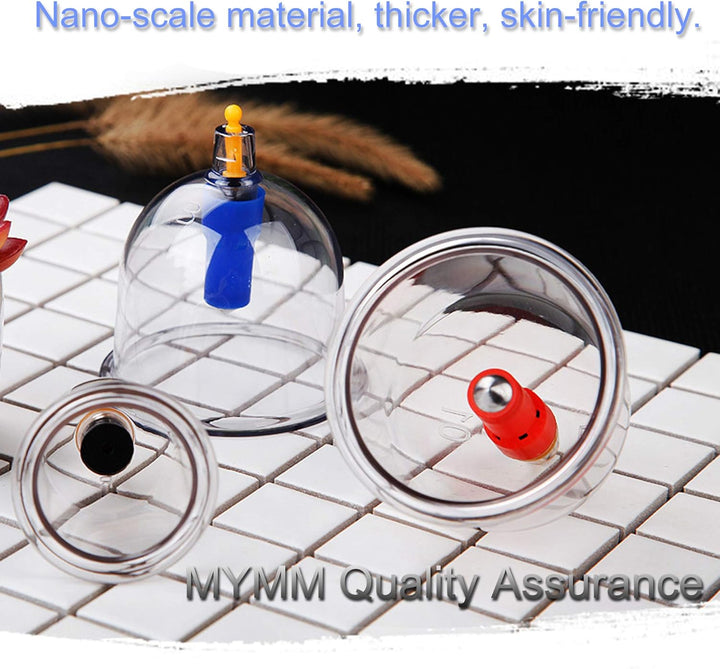 12 Cupping Cups Sets Biomagnetic Traditional Professional Chinese Therapy Massage Cupping Set Household Pull Out Vacuum Cupping Kit/Chinese Massage Hijama Suction (12)