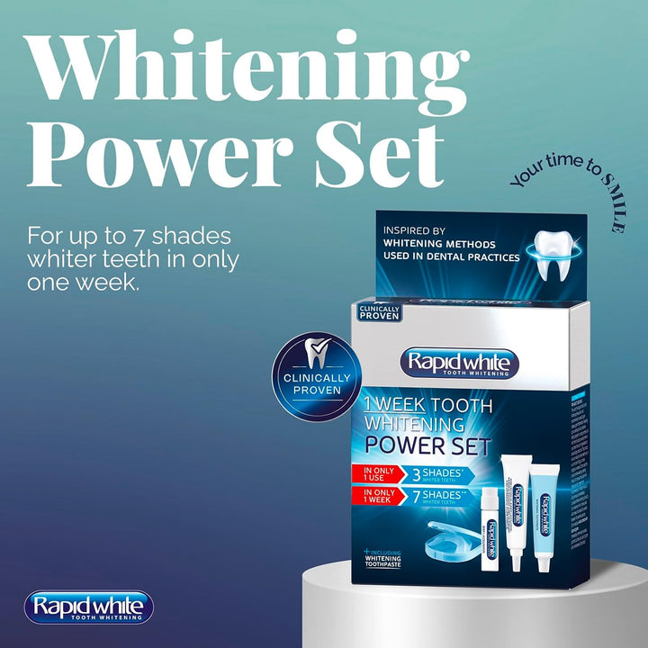 1 Week Tooth Whitening Power Set | 7 Shades Whiter in 1 Week | 3 Shades Whiter after 1 Use | Inspired by Dentist | Clinically Proven