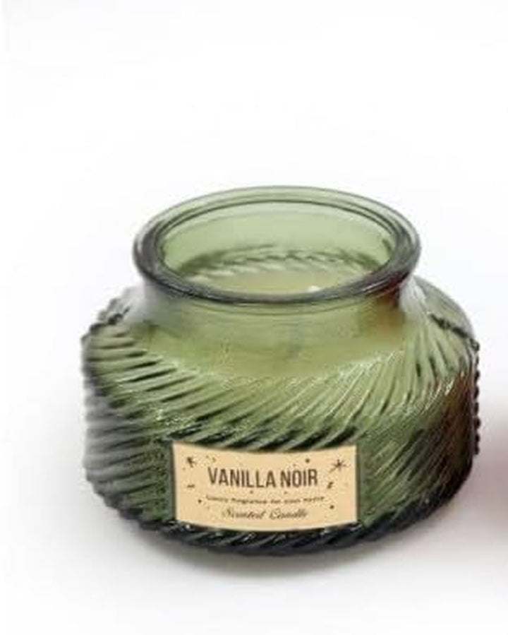 Marco Paul Green Scented Candles Ribbed Jar - Vanilla Noir Scent Long Burning Home Decoration - Candles Gifts for Women Scented Candle for Christmas Decoration - Jar Candle for Aromatherapy Relaxation